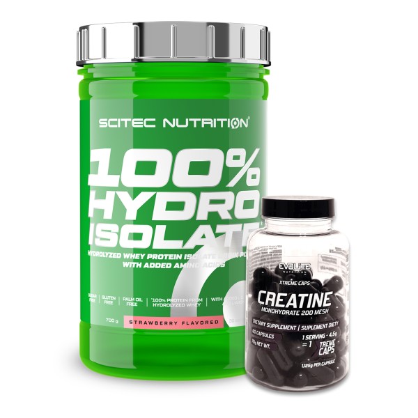 Scitec Nutrition 100% Hydro Isolate Whey 700 g Bonus Gratis Evolite Creatine Kapseln