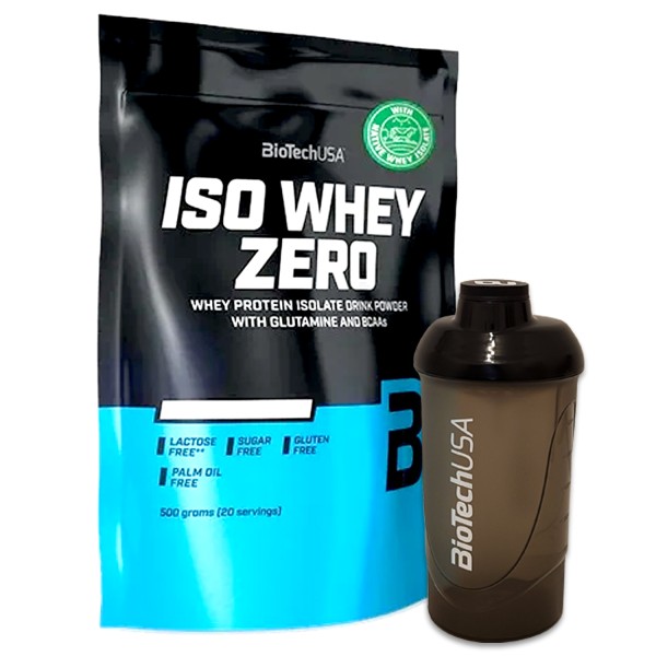 BioTech USA Iso Whey Zero 500 g Vanille+ Gratis Shaker