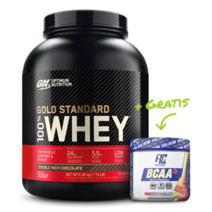 Optimum Nutrition 100% Whey Gold Standard Protein 2270g Dose Geschmack Double Schokolade mit Ronie Coleman BCAA xs Pulver Geschmack Guave