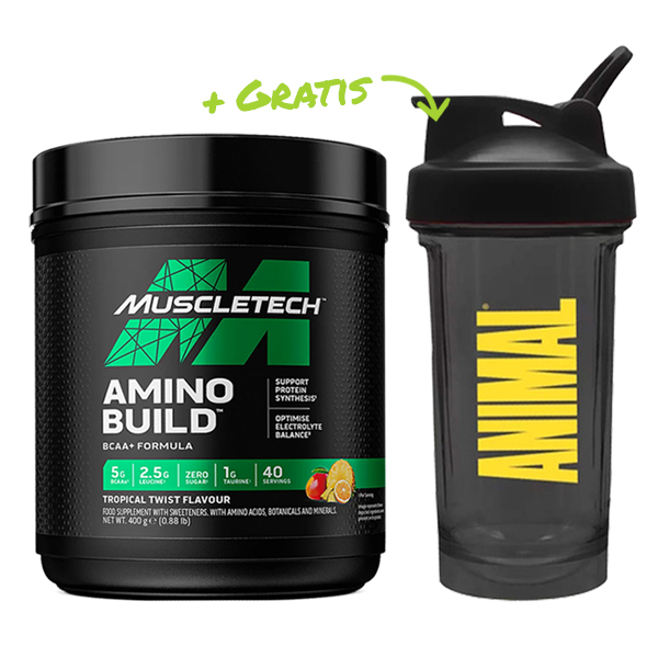 MuscleTech Amino Build BCAA 400 g Geschmack Tropical mit gratis Animal Shaker