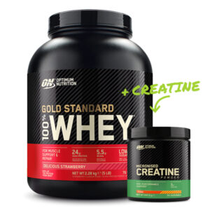 Optimum Nutrition 100% Whey Gold Standard Protein 2270g Dose Geschmack Erdbeere mit Gratis Pure Creatine Monohydrate von Optimum Nutrition