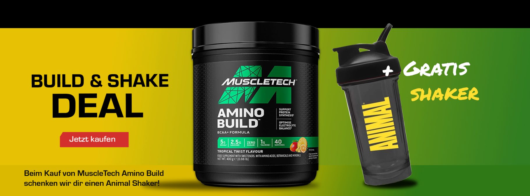 Top Angebot Muscletech Amino Build mit gratis Shaker